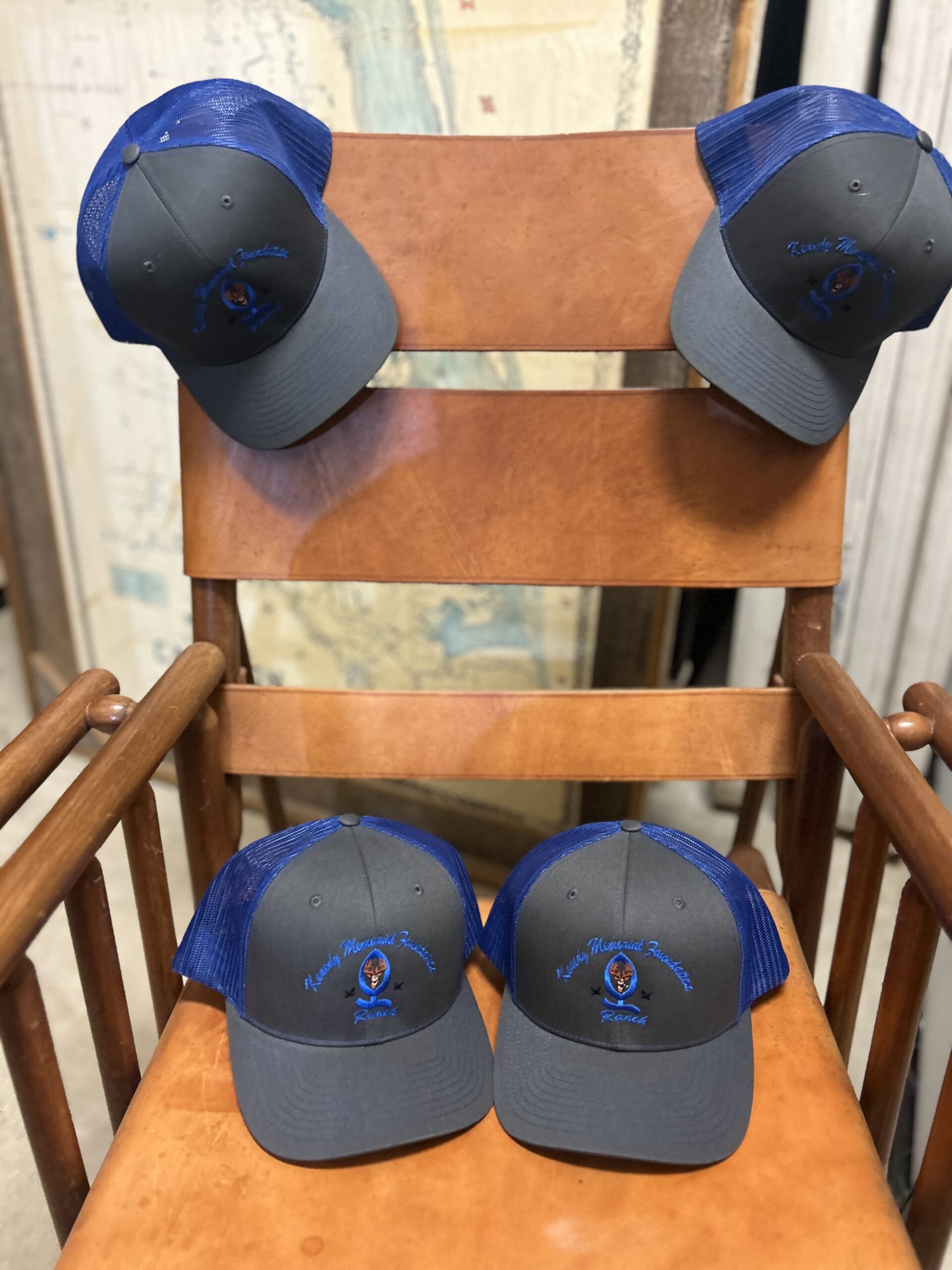 Laurel Leaf Cap-Charcoal/Royal Blue